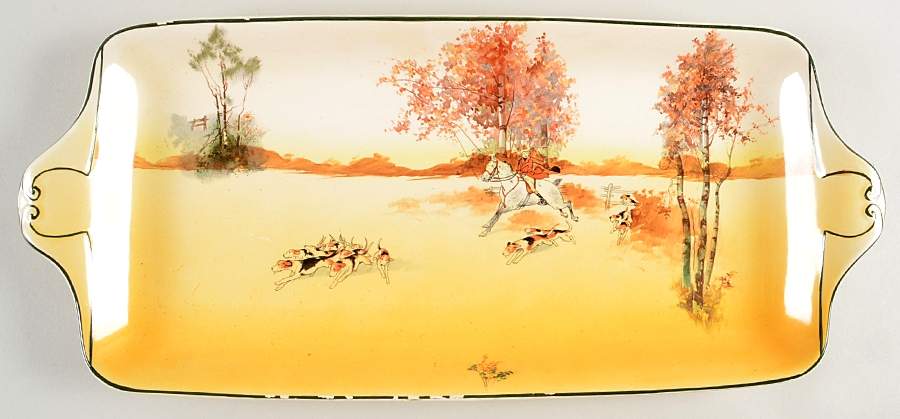 Hunting (John Peel, Bone) Large Sandwich Tray by Royal Doulton-1