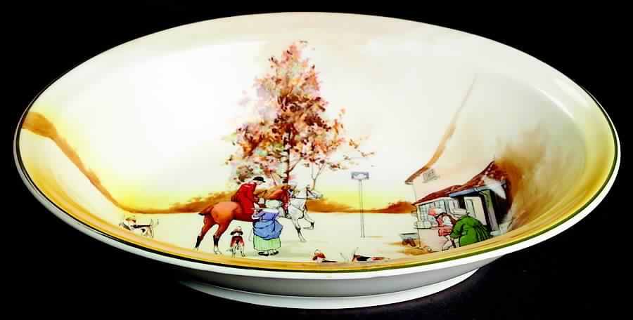 Hunting (John Peel, Bone) 10" Oval Vegetable Bowl by Royal Doulton-1