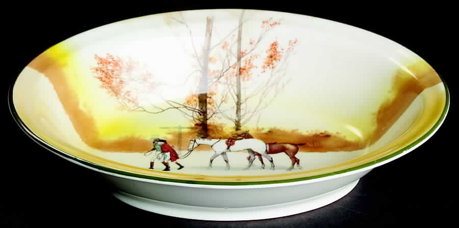 Hunting (John Peel, Bone) 11" Oval Vegetable Bowl by Royal Doulton-1