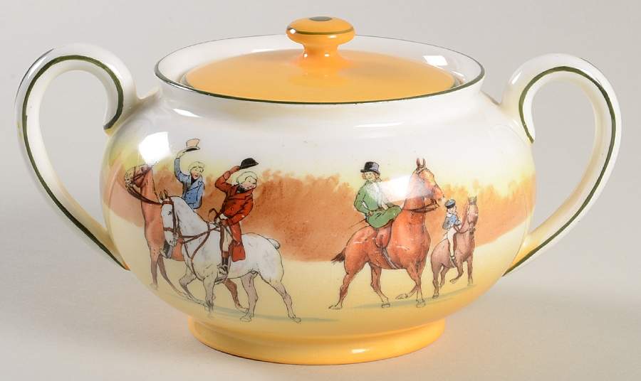 Hunting (John Peel, Bone) Sugar Bowl & Lid by Royal Doulton-1