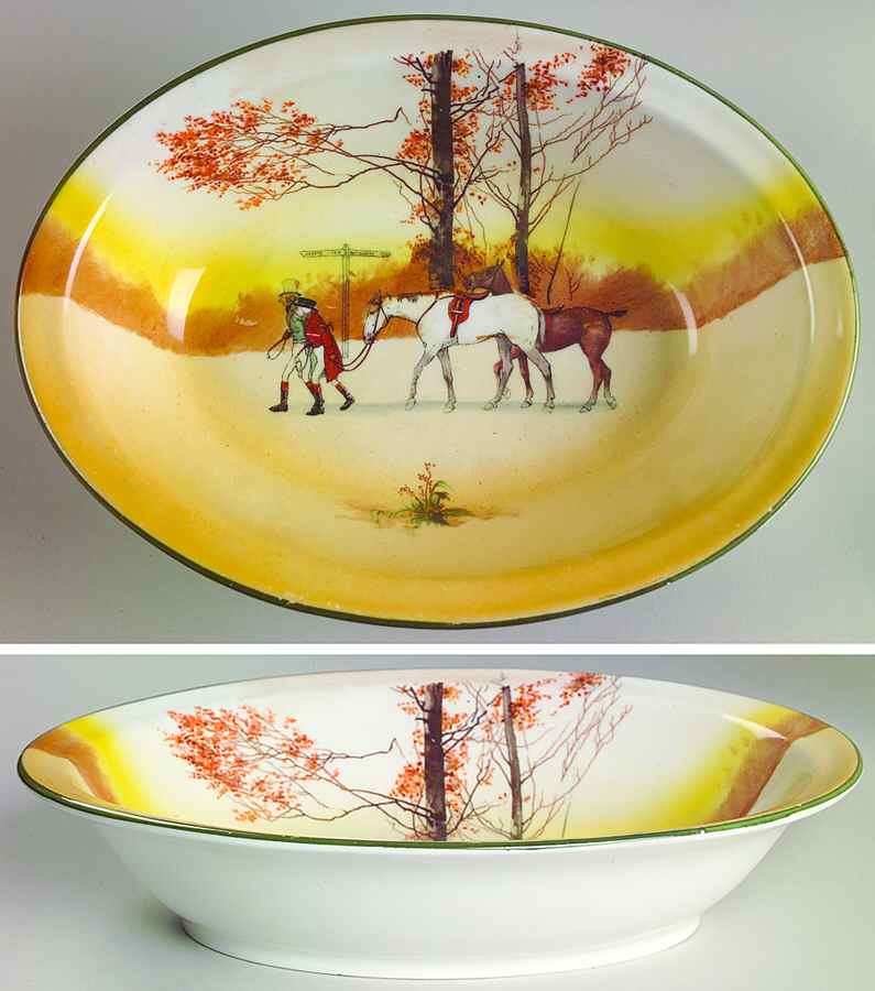 Hunting (John Peel, Bone) 9" Oval Vegetable Bowl by Royal Doulton-1