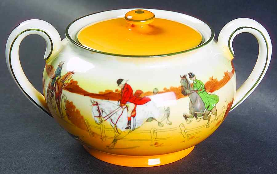 Hunting (John Peel, Bone) Sugar Bowl & Lid by Royal Doulton-1