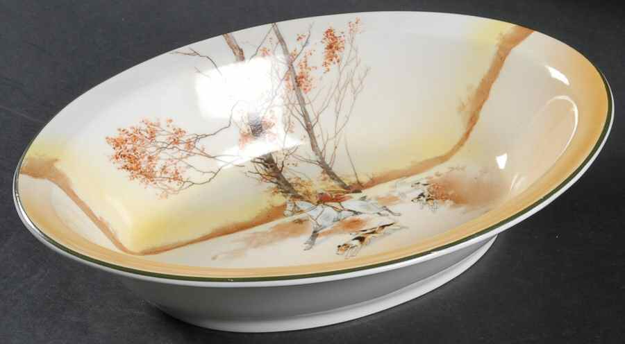 Hunting (John Peel, Bone) 11" Oval Vegetable Bowl by Royal Doulton-1