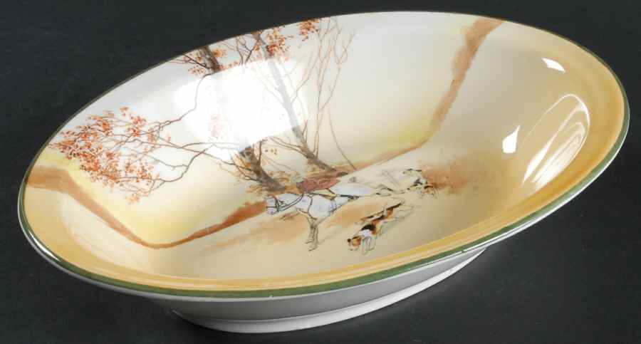 Hunting (John Peel, Bone) 9" Oval Vegetable Bowl by Royal Doulton-1