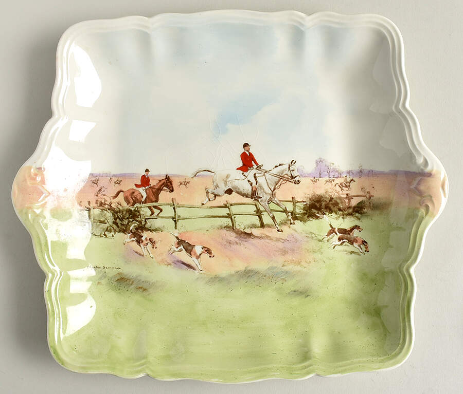 Hunting (Simpson's) Square Handled Cake Plate by Royal Doulton-1