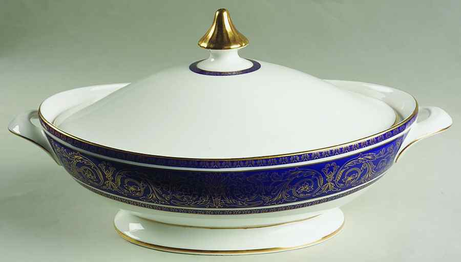 Imperial Blue Oval Covered Vegetable by Royal Doulton-1