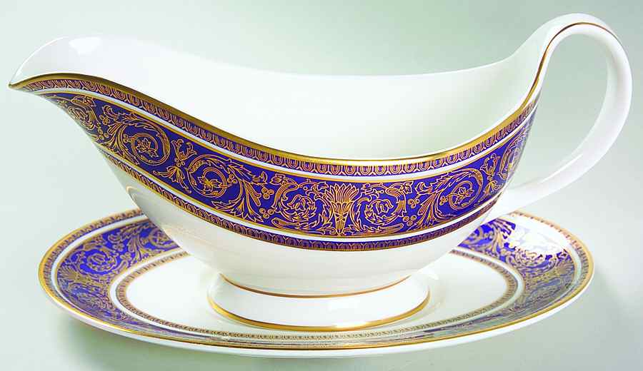 Imperial Blue Gravy Boat & Underplate by Royal Doulton-1