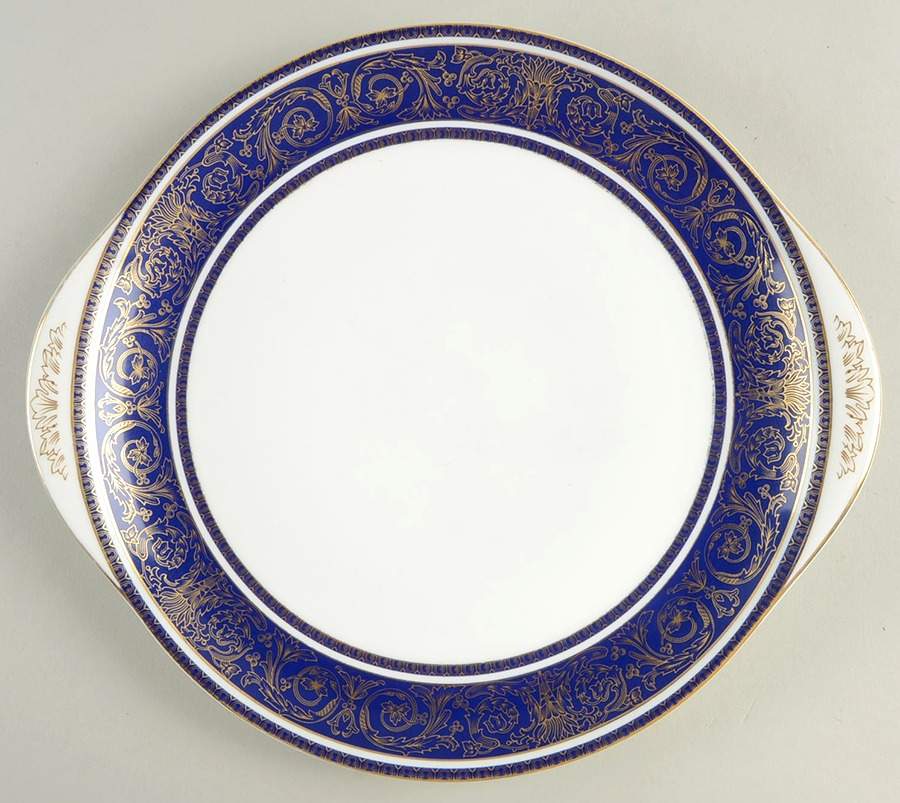 Imperial Blue Handled Cake Plate by Royal Doulton-1