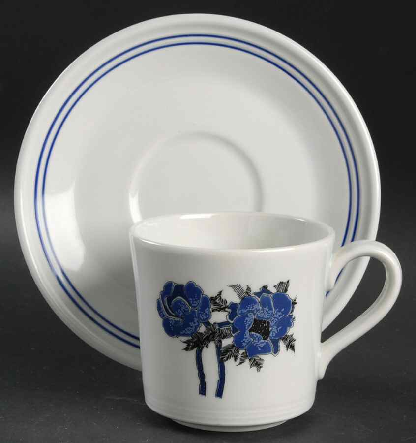 Indigo Flat Cup & Saucer Set by Royal Doulton-1