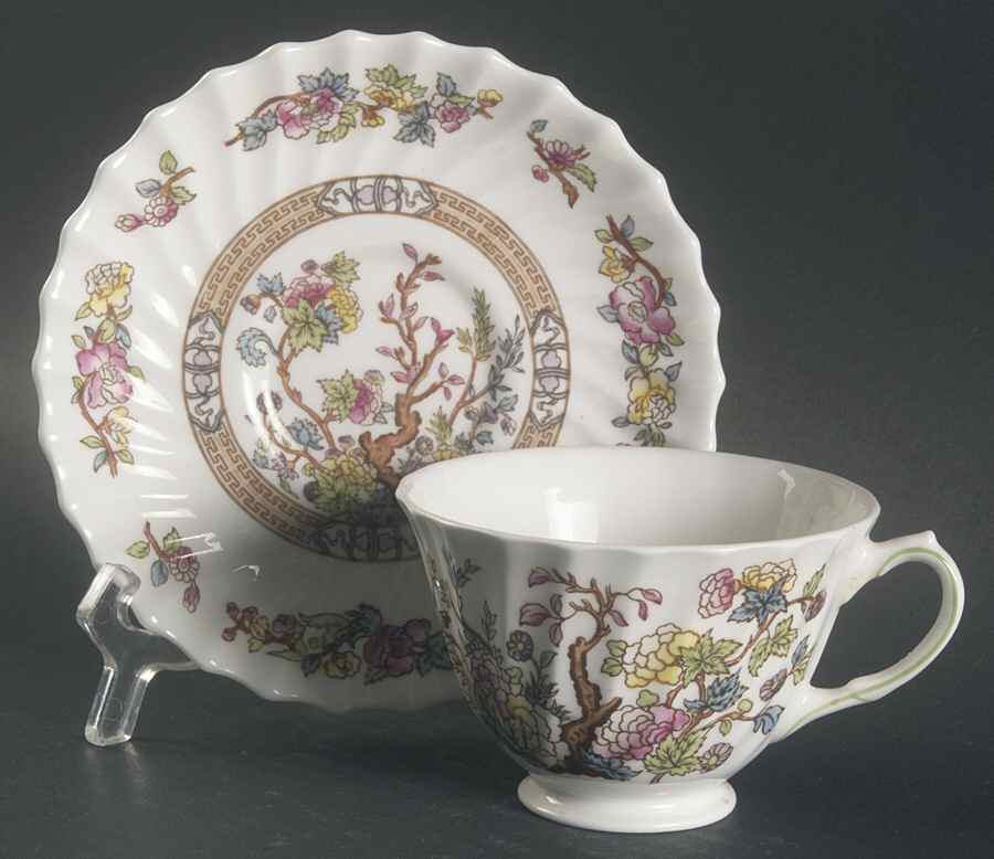 Indian Tree Footed Cup & Saucer Set by Royal Doulton-1