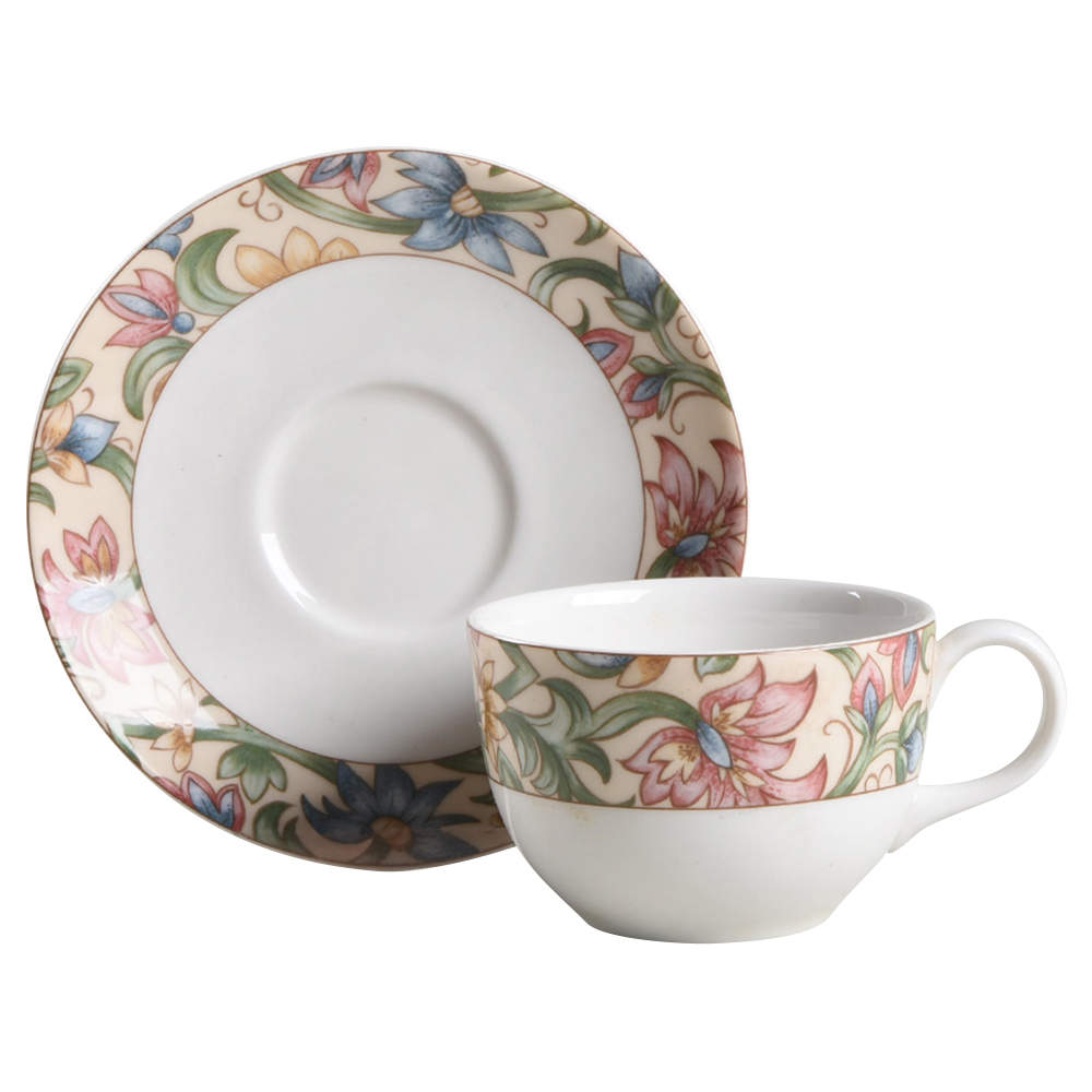 Jacobean Flat Cup & Saucer Set by Royal Doulton-1