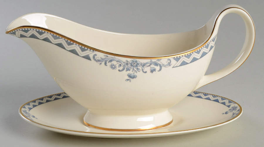 Josephine (Smooth, Gold Trim) Gravy Boat & Underplate by Royal Doulton-1