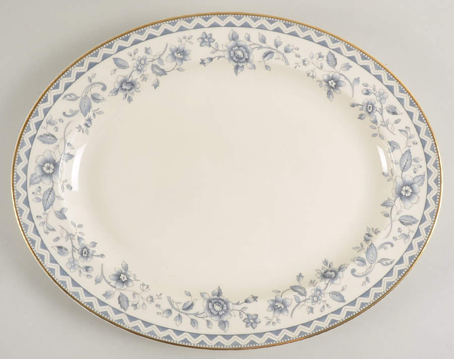 Josephine (Smooth, Gold Trim) 13" Oval Serving Platter by Royal Doulton-1