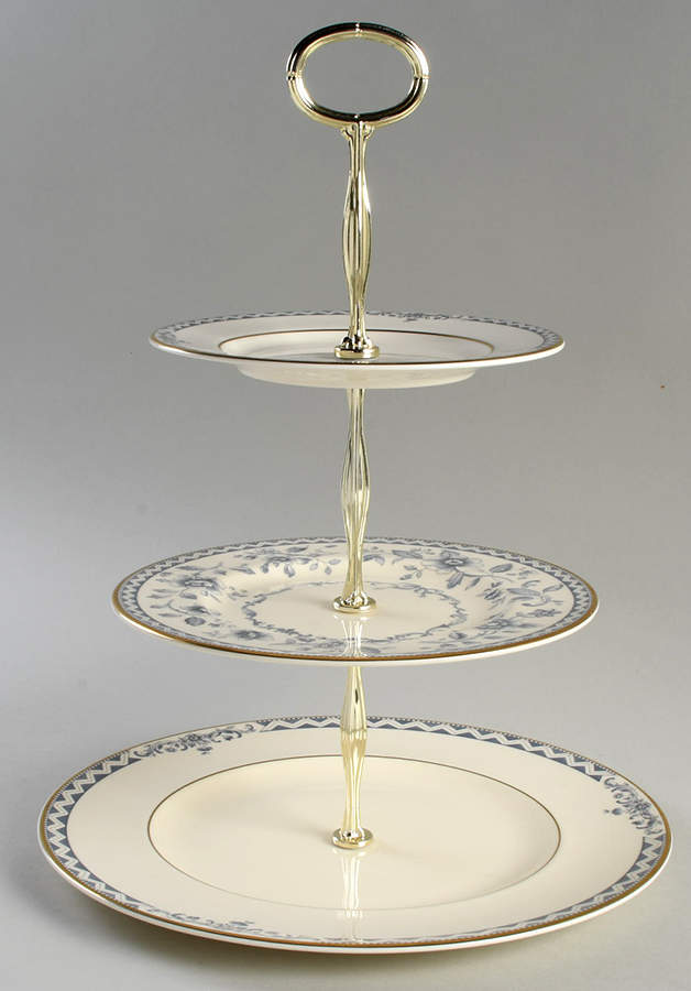 Josephine (Smooth, Gold Trim) 3-Tiered Serving Tray (DP, SP, BB) by Royal Doulton-1