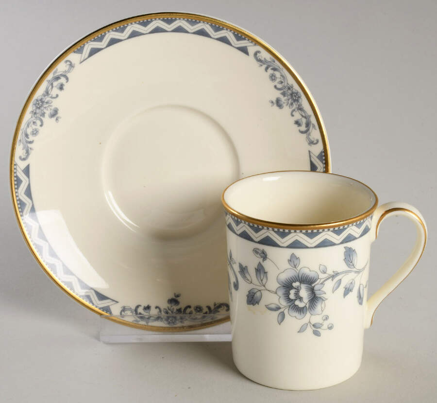 Josephine (Smooth, Gold Trim) Flat Demitasse Cup & Saucer Set by Royal Doulton-1