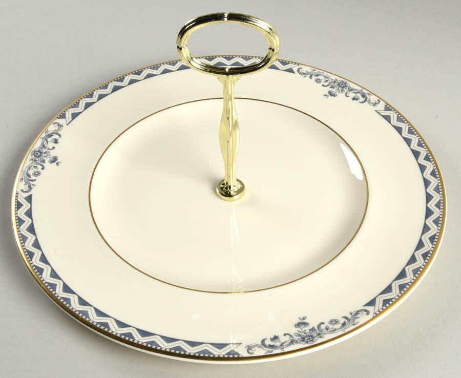 Josephine (Smooth, Gold Trim) Round Serving Plate with Center Handle (Dp) Hc by Royal Doulton-1