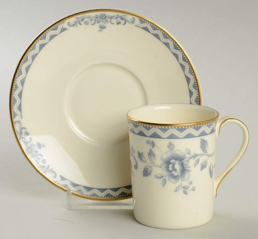 Josephine (Smooth, Gold Trim) Flat Demitasse Cup & Saucer Set by Royal Doulton-1