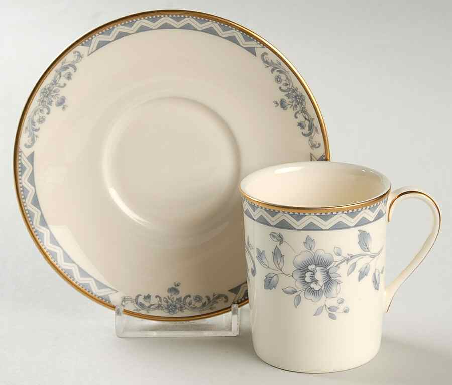 Josephine (Smooth, Gold Trim) Flat Demitasse Cup & Saucer Set by Royal Doulton-1