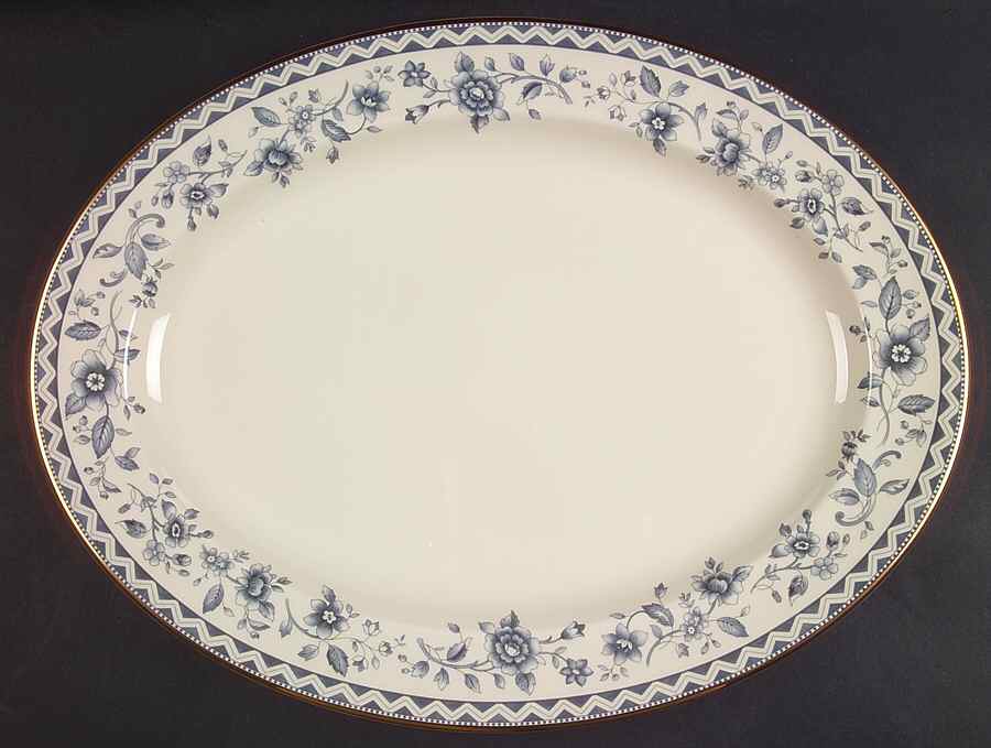 Josephine (Smooth, Gold Trim) 16" Oval Serving Platter by Royal Doulton-1