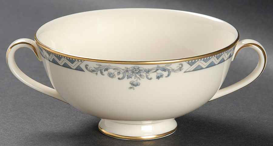 Josephine (Smooth, Gold Trim) Footed Cream Soup Bowl by Royal Doulton-1