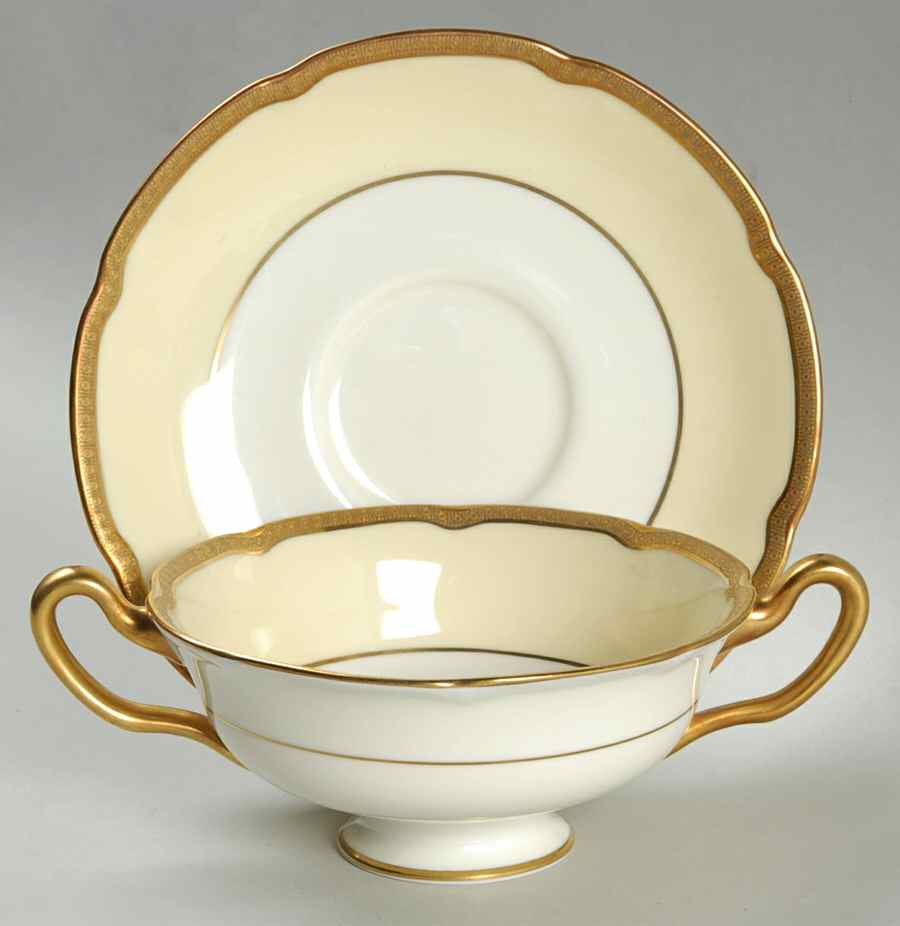 The Jubilee (V1641) Footed Cream Soup Bowl & Saucer Set by Royal Doulton-1