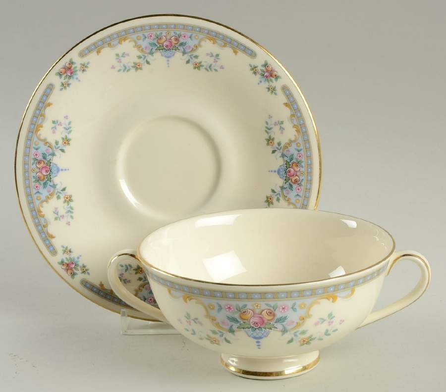 Juliet Footed Cream Soup Bowl & Cup Saucer Set by Royal Doulton-1