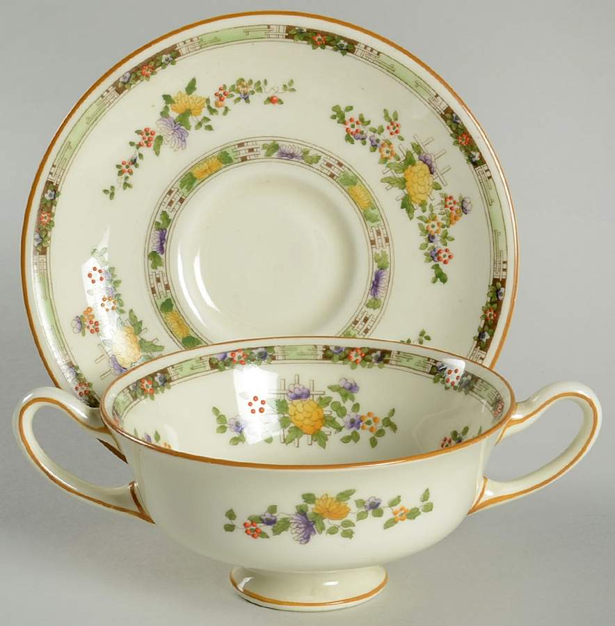 Kenilworth Footed Cream Soup Bowl & Saucer Set by Royal Doulton-1