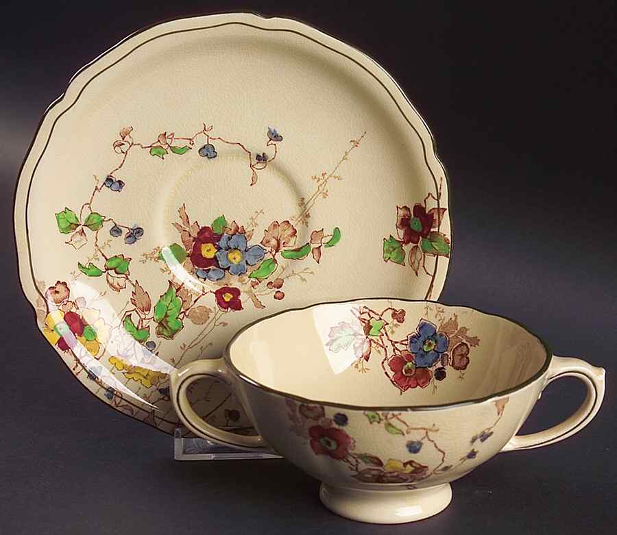 Kew Footed Cream Soup Bowl & Saucer Set by Royal Doulton-1