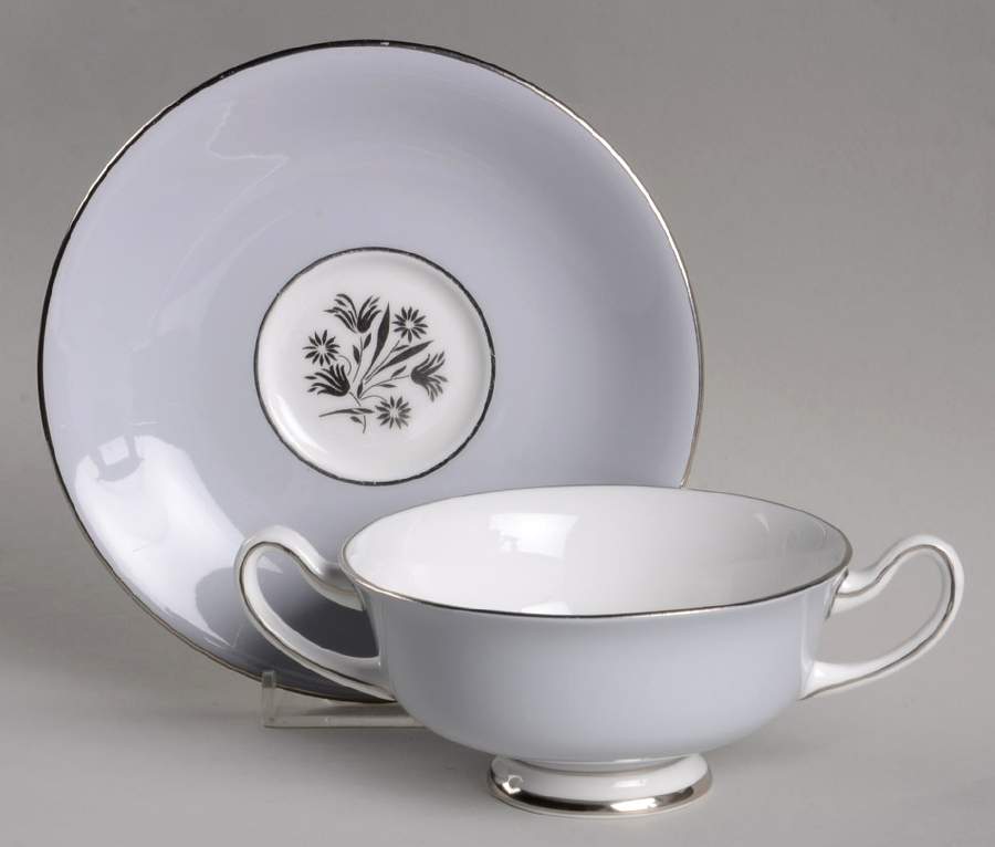 Kingsmere Footed Cream Soup Bowl & Saucer Set by Royal Doulton-1