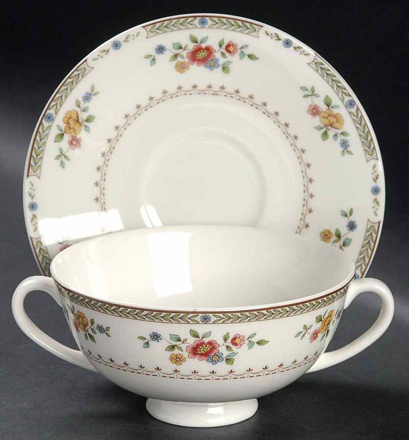 Kingswood Footed Cream Soup Bowl & Saucer Set by Royal Doulton-1