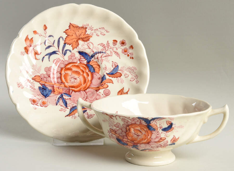 Kirkwood Footed Cream Soup Bowl & Saucer Set by Royal Doulton-1