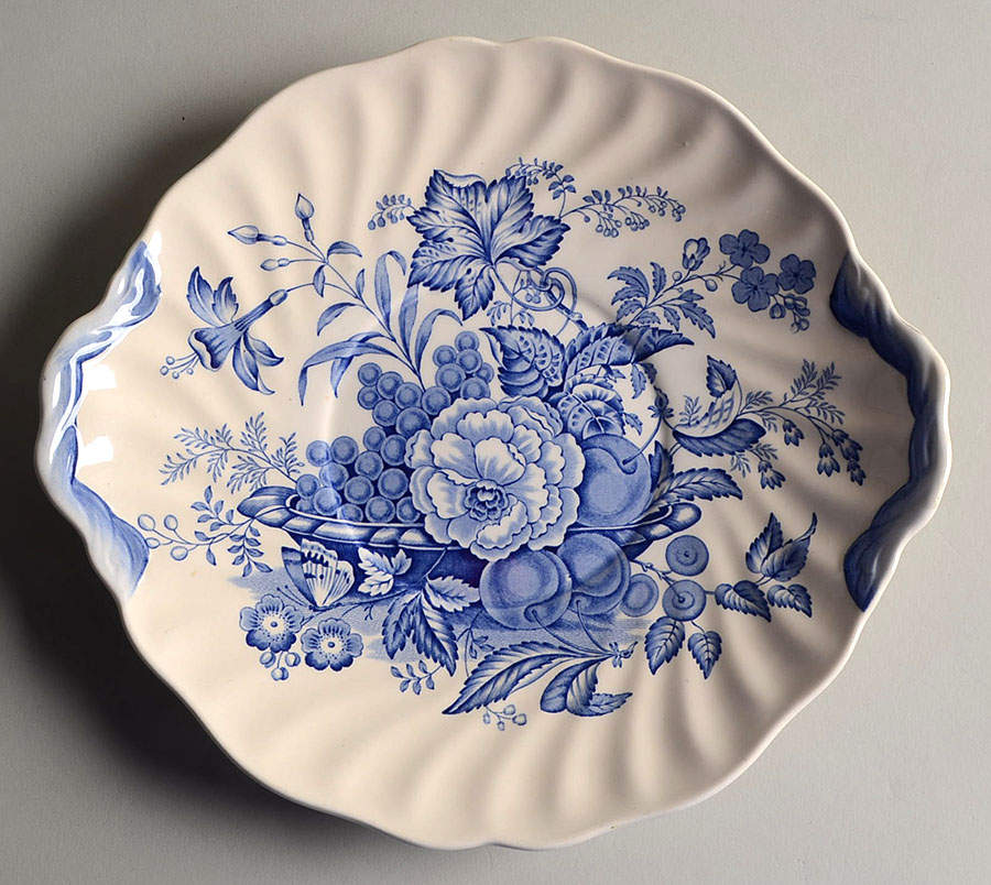 The Kirkwood Blue Handled Cake Plate by Royal Doulton-1