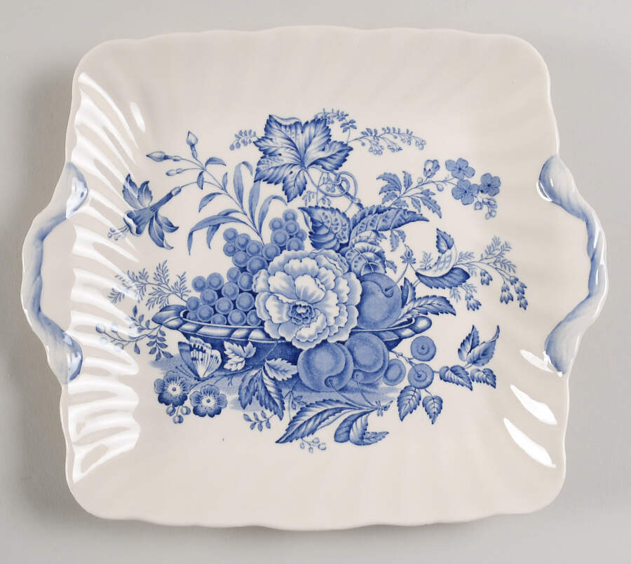 The Kirkwood Blue Square Handled Cake Plate by Royal Doulton-1