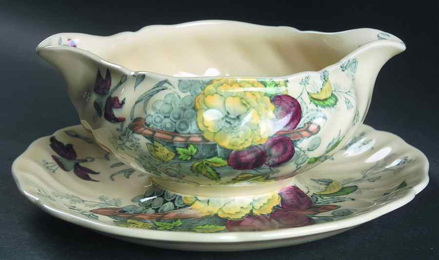 The Kirkwood Multicolor Gravy Boat with Attached Underplate by Royal Doulton-1
