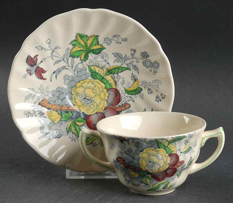 The Kirkwood Multicolor Flat Bouillon Cup & Saucer by Royal Doulton-1