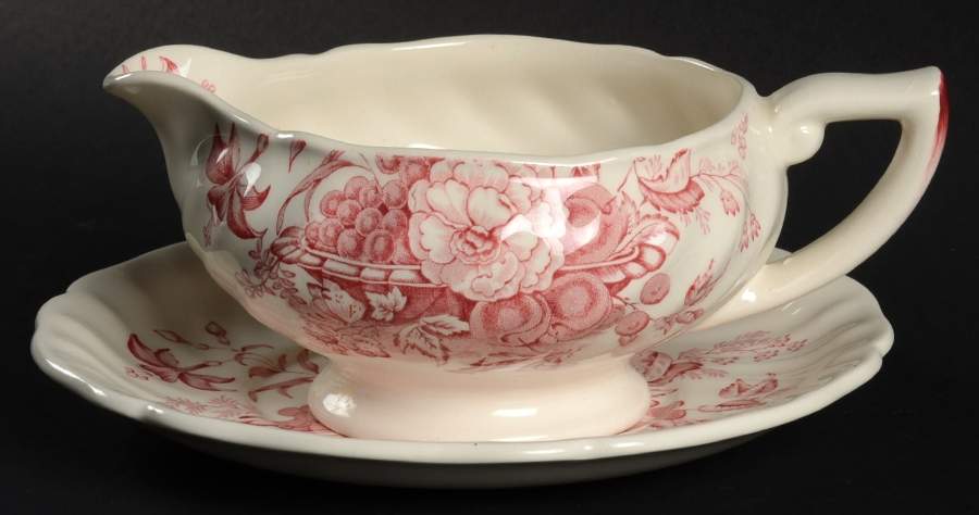 The Kirkwood Red Gravy Boat & Underplate by Royal Doulton-1