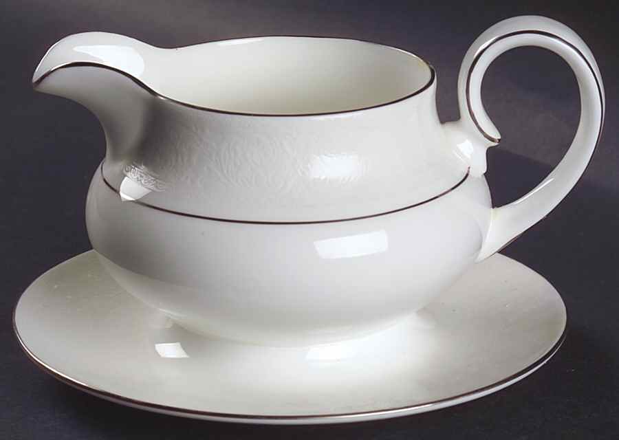 Lace Point Gravy Boat with Attached Underplate by Royal Doulton-1