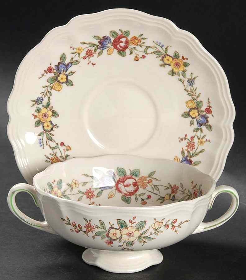 Leighton Footed Cream Soup Bowl & Saucer Set by Royal Doulton-1