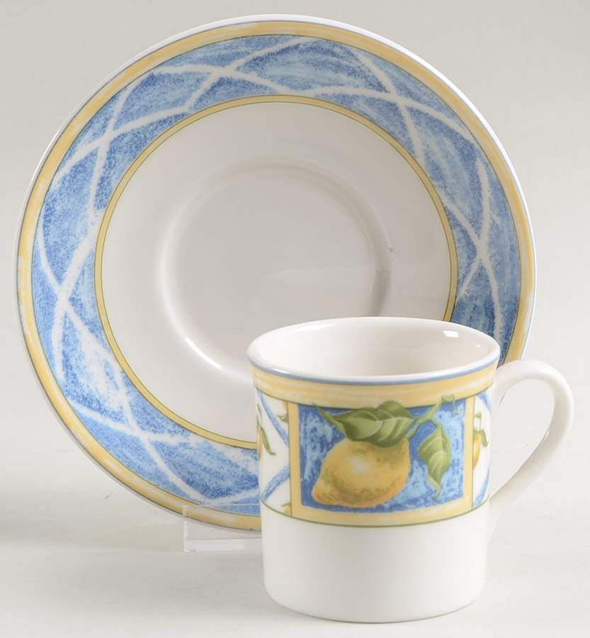 Lemon Trellis Flat Demitasse Cup & Saucer Set by Royal Doulton-1