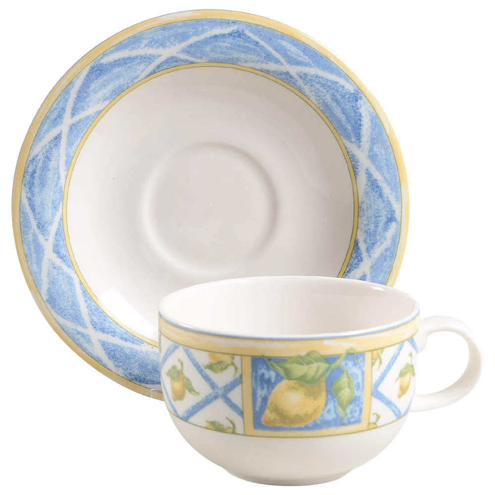 Lemon Trellis Flat Cup & Saucer Set by Royal Doulton-1