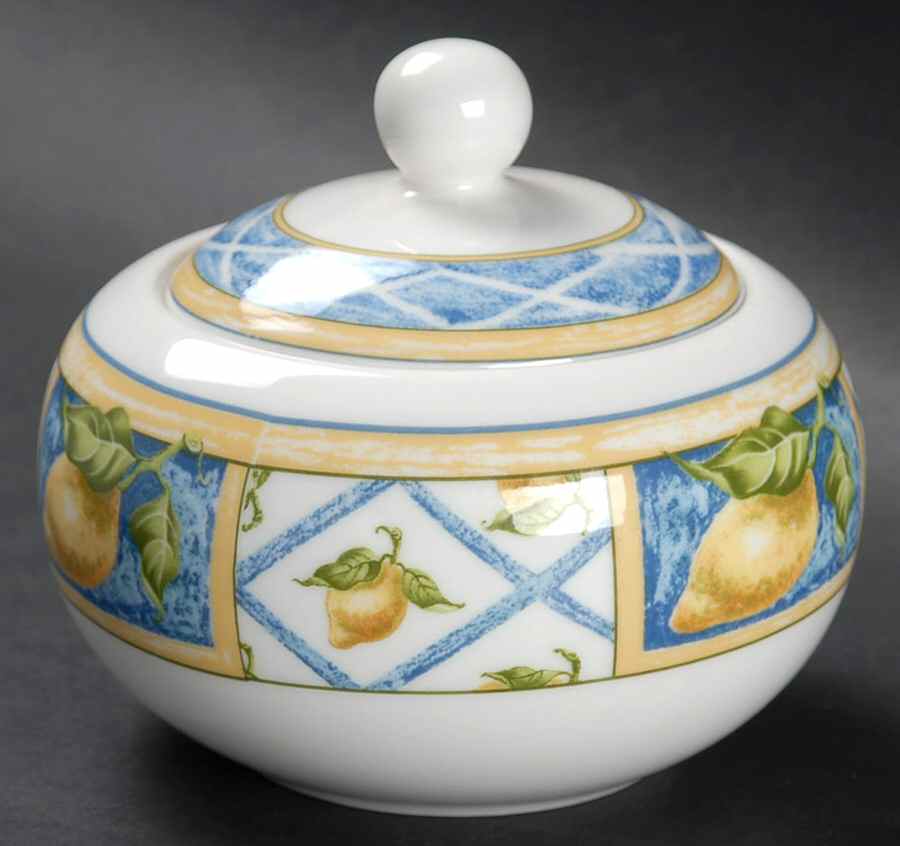 Lemon Trellis Sugar Bowl & Lid by Royal Doulton-1