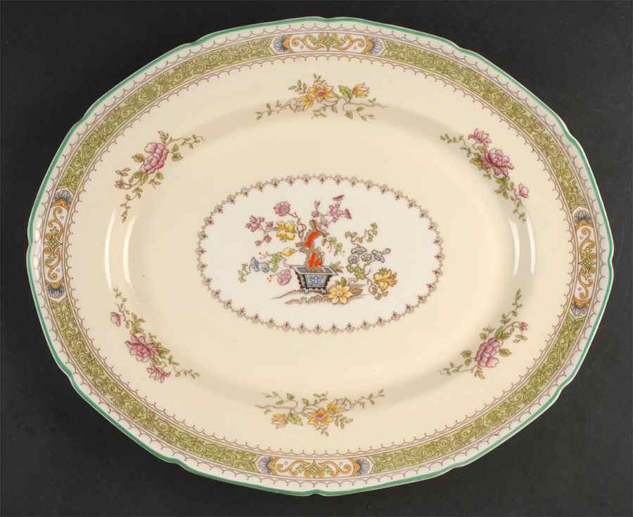 Lillian (Scalloped) 15" Oval Serving Platter by Royal Doulton-1