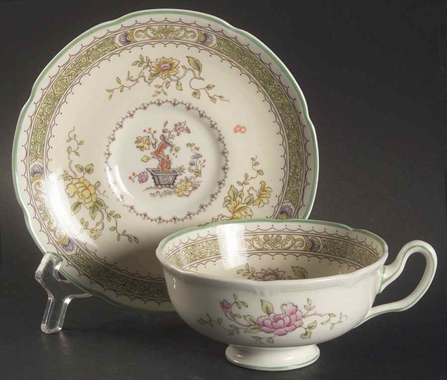 Lillian (Scalloped) Footed Cup & Saucer Set by Royal Doulton-1