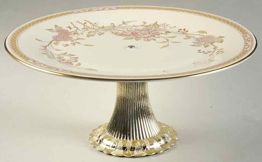 Lisette Cake Stand with 4"-5" Metal Pedestal  Hc by Royal Doulton-1