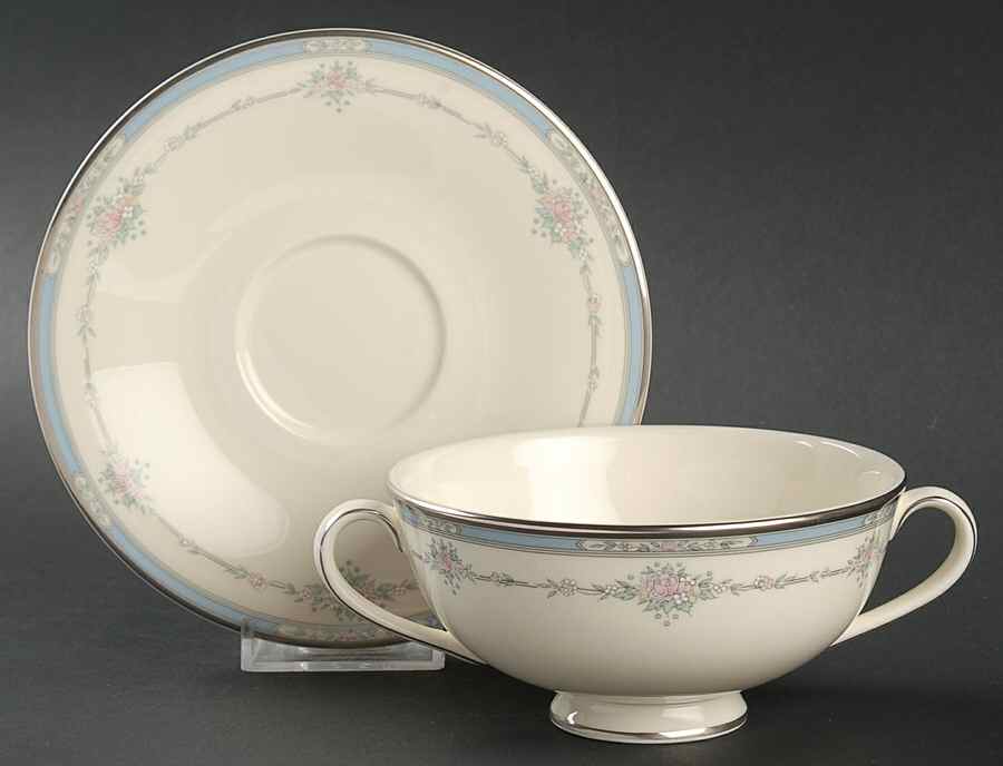 Lisa Footed Cream Soup Bowl & Cup Saucer Set by Royal Doulton-1