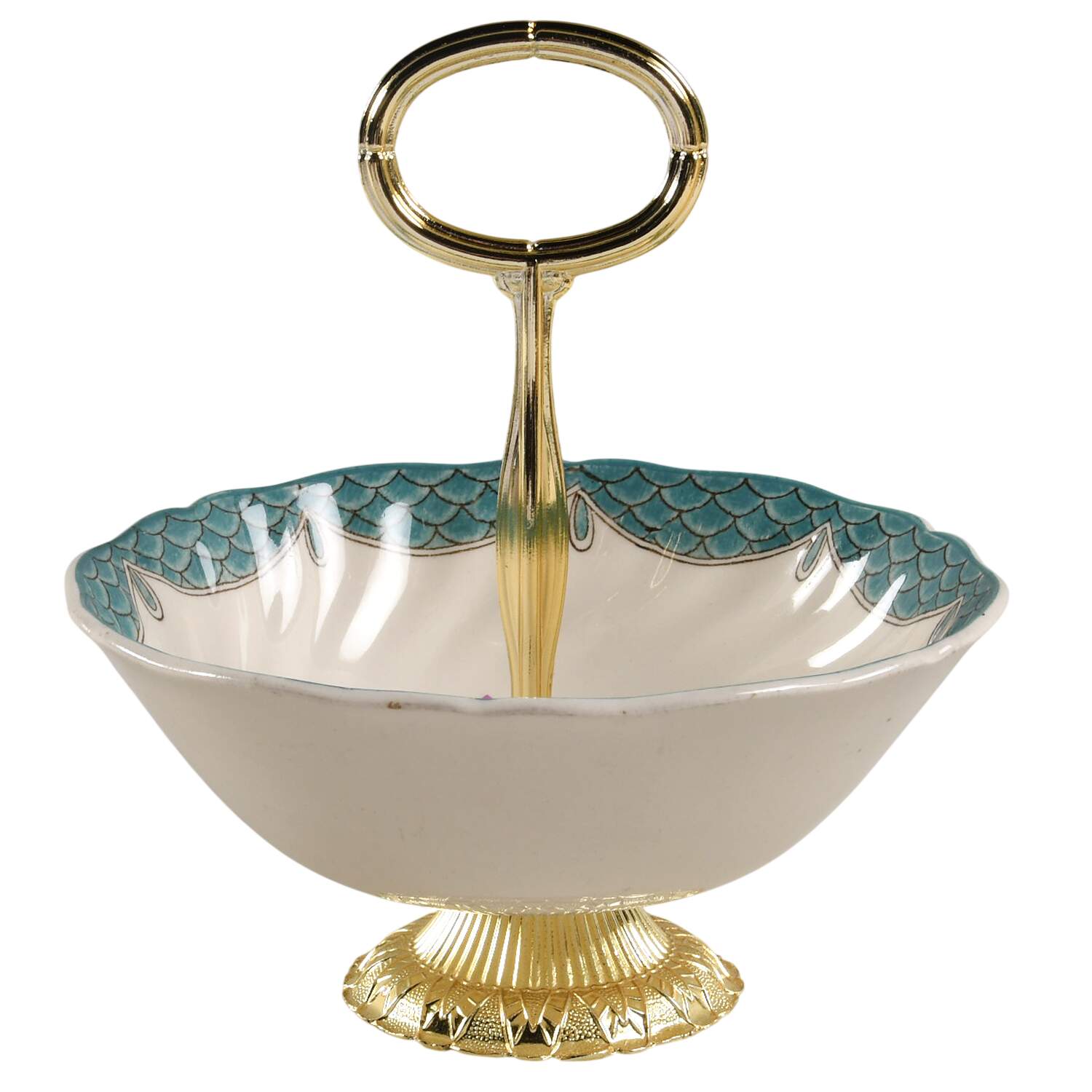 Lowestoft Bouquet 6"-7" Handled Footed Nut Dish HC by Royal Doulton-1