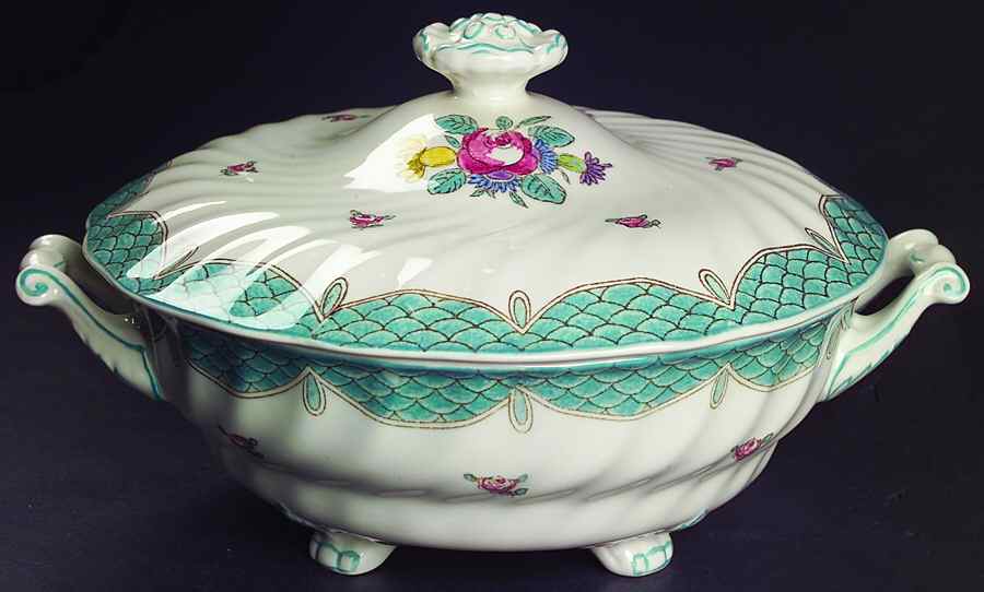 Lowestoft Bouquet Round Covered Vegetable by Royal Doulton-1