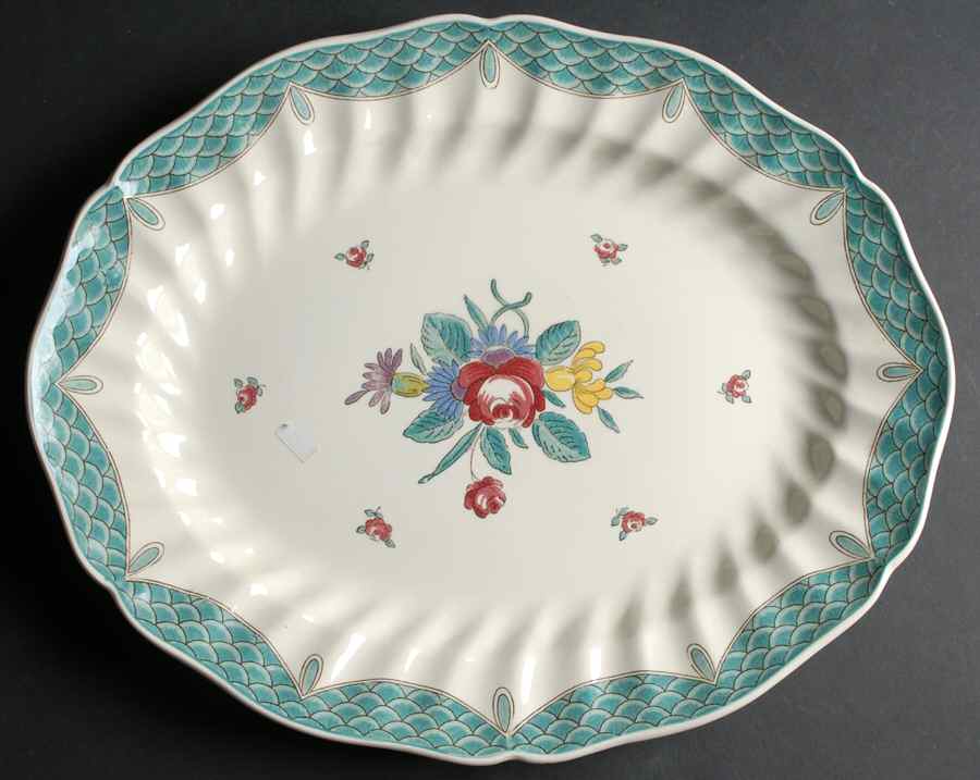 Lowestoft Bouquet 15" Oval Serving Platter by Royal Doulton-1