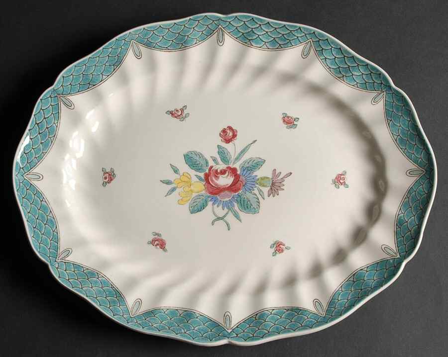 Lowestoft Bouquet 13" Oval Serving Platter by Royal Doulton-1