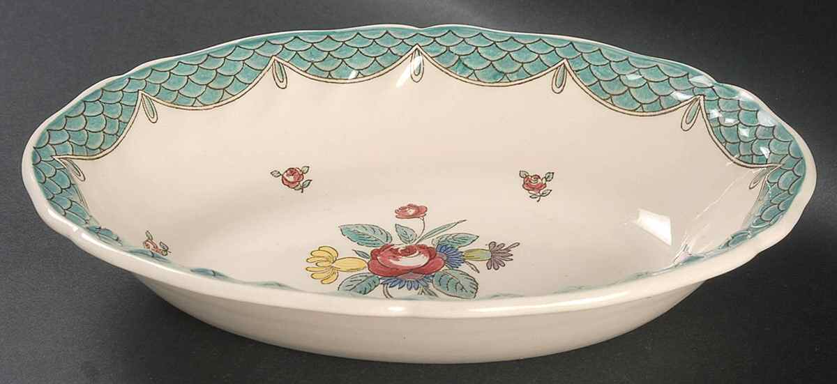 Lowestoft Bouquet 8" Oval Vegetable Bowl by Royal Doulton-1